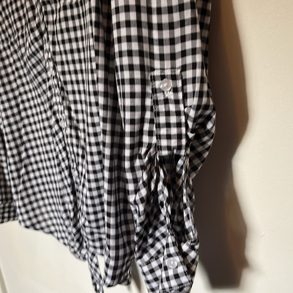 Jones New York Women's L Button Tie Front Blouse Shirt Black Gingham Pla… - Picture 5 of 7
